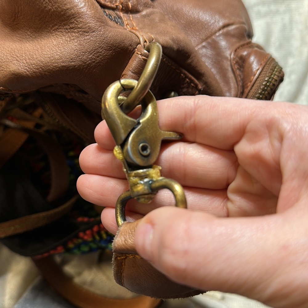 Free People Boho Brown Leather Hippie Messanger Bag - Picture 8 of 10